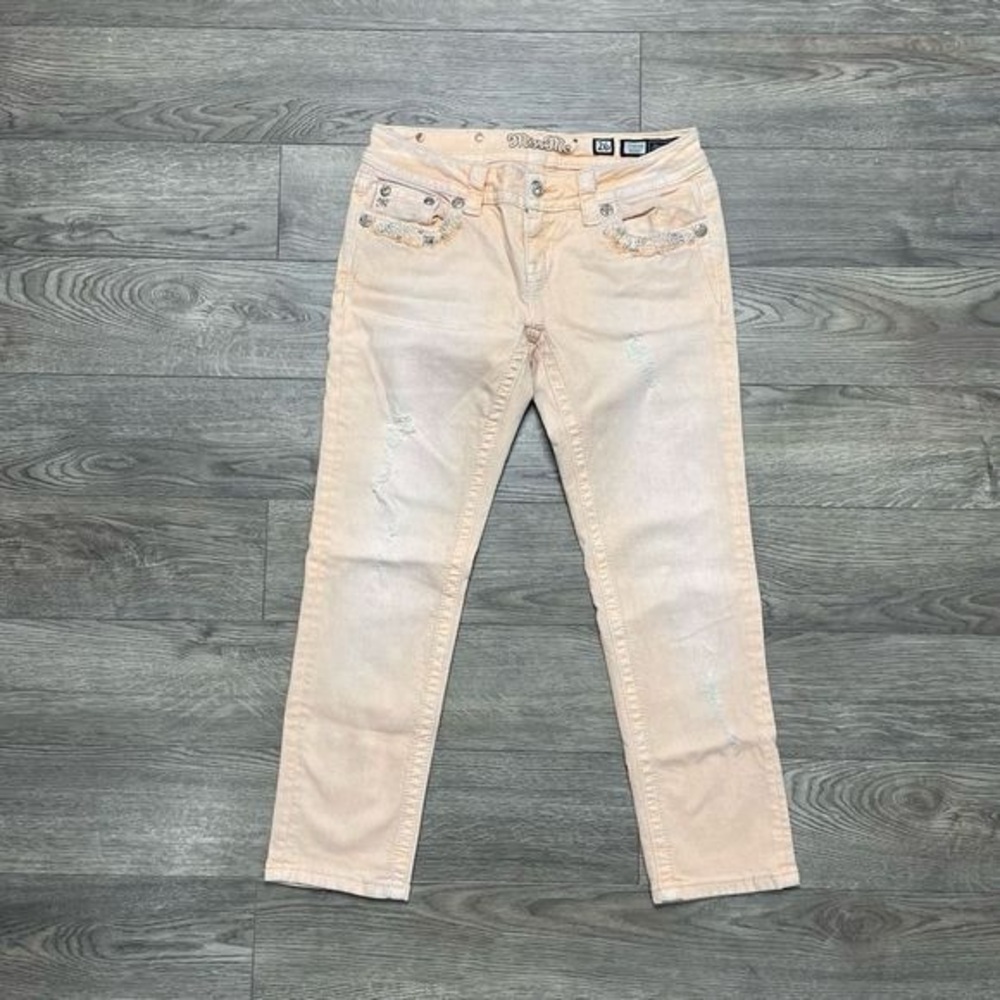Miss Me Skinny Leg Jeans Womens Size 26 Peach Denim Low Rise Pants 25  Inseam